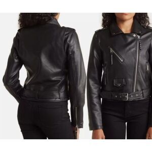 Rebecca Minkoff‎ Faux Leather Moto Jacket Size XL Black NWT